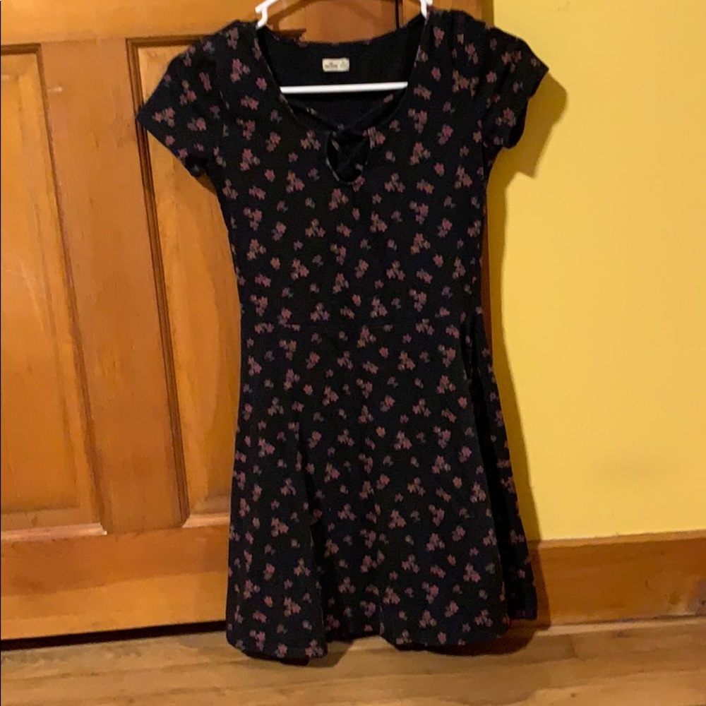 Black pink flower dress